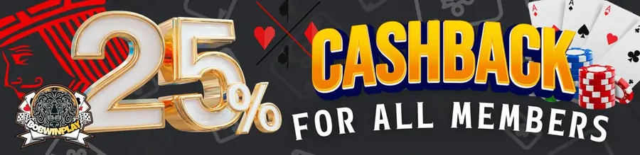 Bobwinplay 25% Cashback for all member