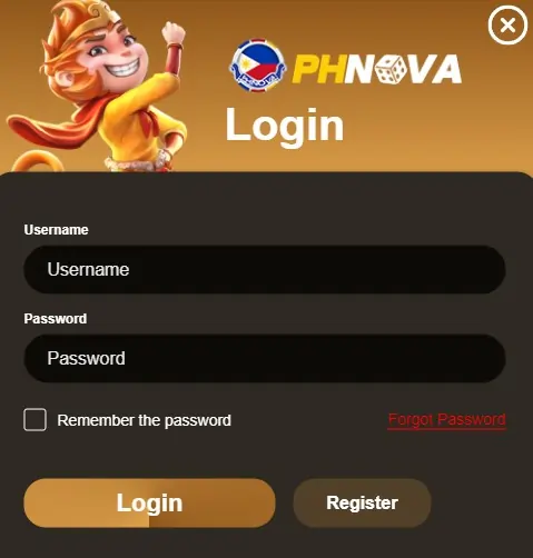 Phnova Login page