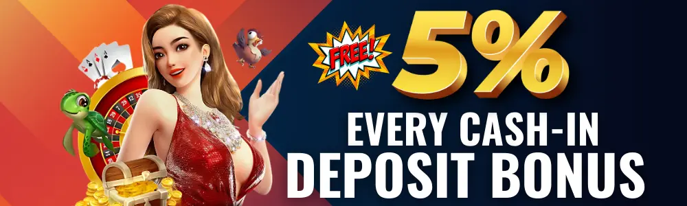 SOUTH EAST CASINO Deposit Bonus of 5% Every Cash-in 