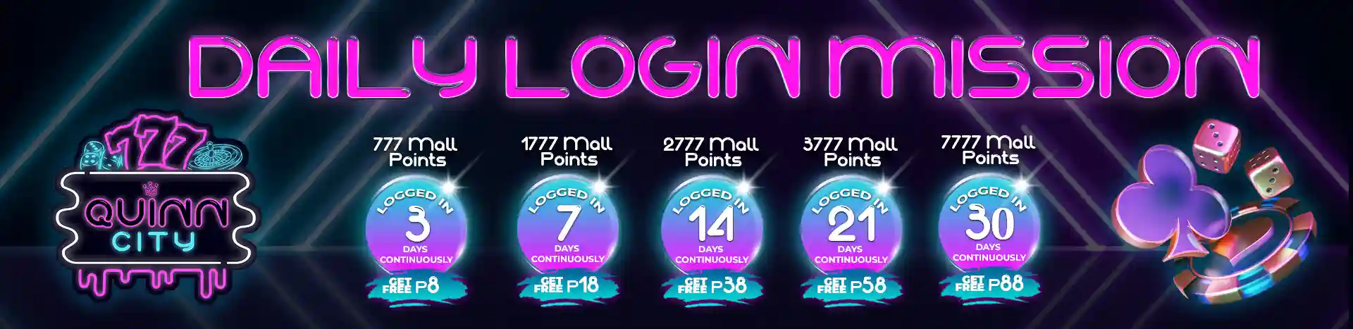 QUINN CITY DAILY LOGIN BONUSES