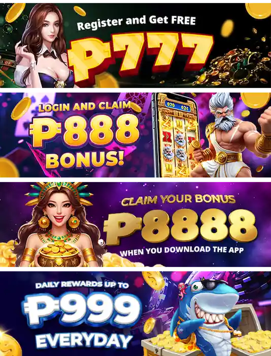 777GAME CASINO Bonuses and promotions. Register and Get P777, Login and Claim P888 Bonus, Claim your P8888 when you download the app and Daily Rewards up to P999 everyday