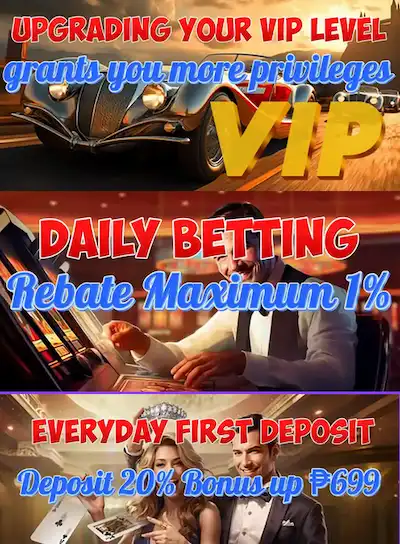 VIP privileges, daily rebates and first payment reward up to ₱699