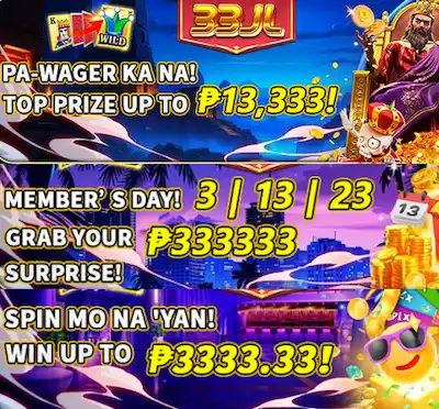 top prize up to ₱13,333, member day grab ₱333333 surprise, spin & grab up to ₱3333.33